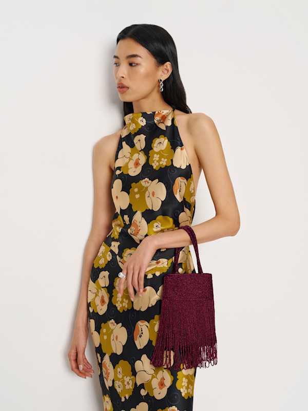 Valentina Mini Beaded Bag - Burgundy Beaded